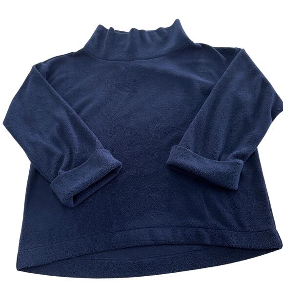 LOFT Sweater Womens Large Blue Cozy Funnel Neck Top‎ Fleece Cuffed Sleeves - Picture 2 of 9